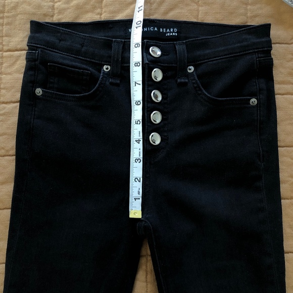❤️ Veronica Beard Debbie 10" Skinny Jeans Coal Rhinestone Buttons Black Size 25 - Picture 13 of 15